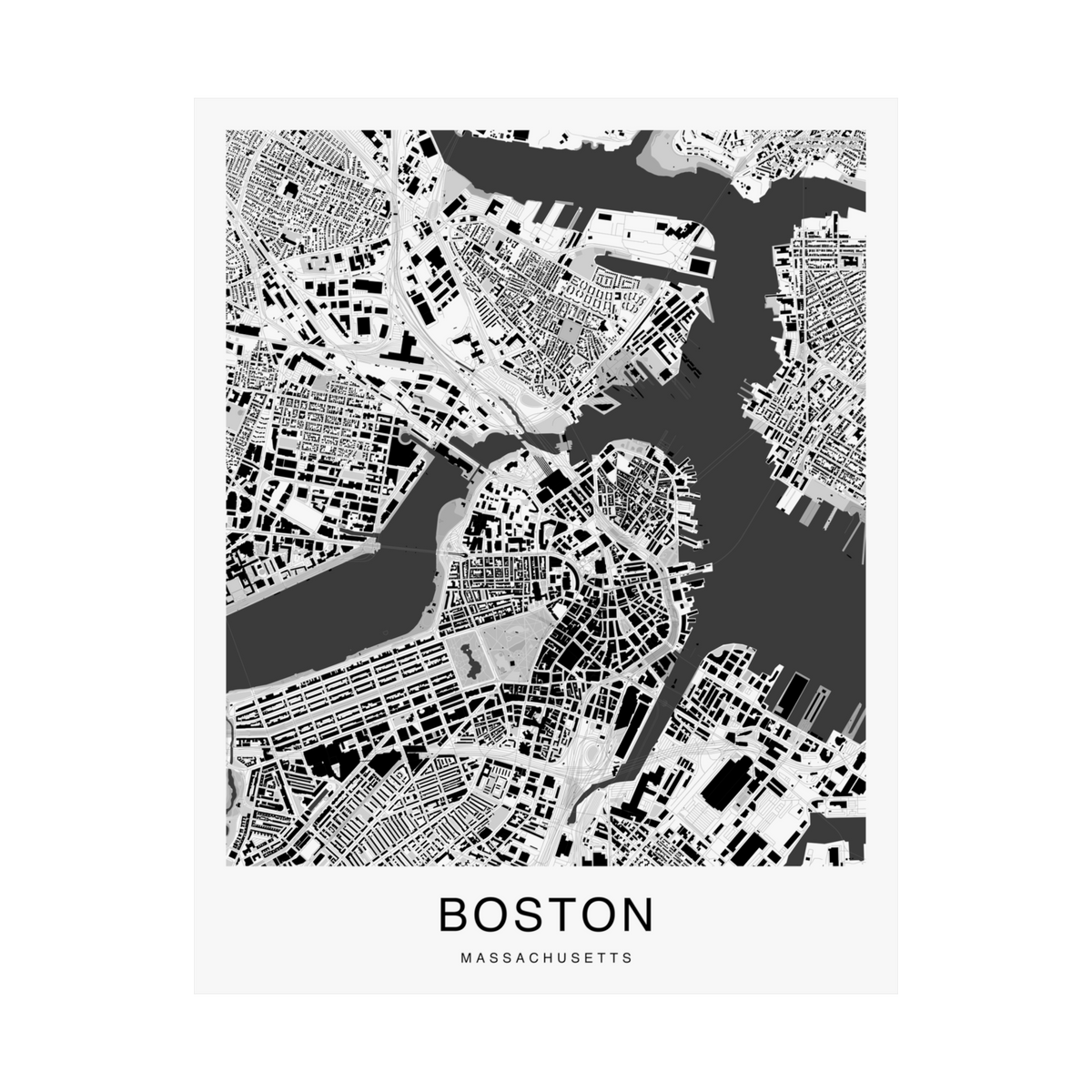 Boston Map Print (Charcoal Series)