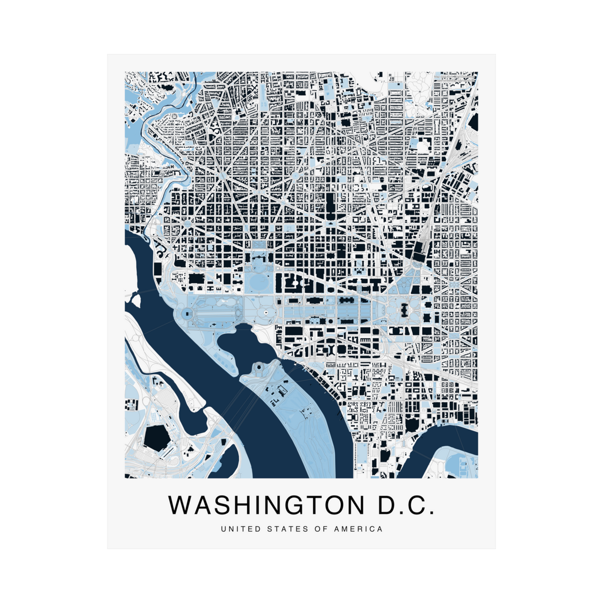 Washington DC Map Print (Blue Series)