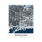 Barcelona Map Print (Blue Series)