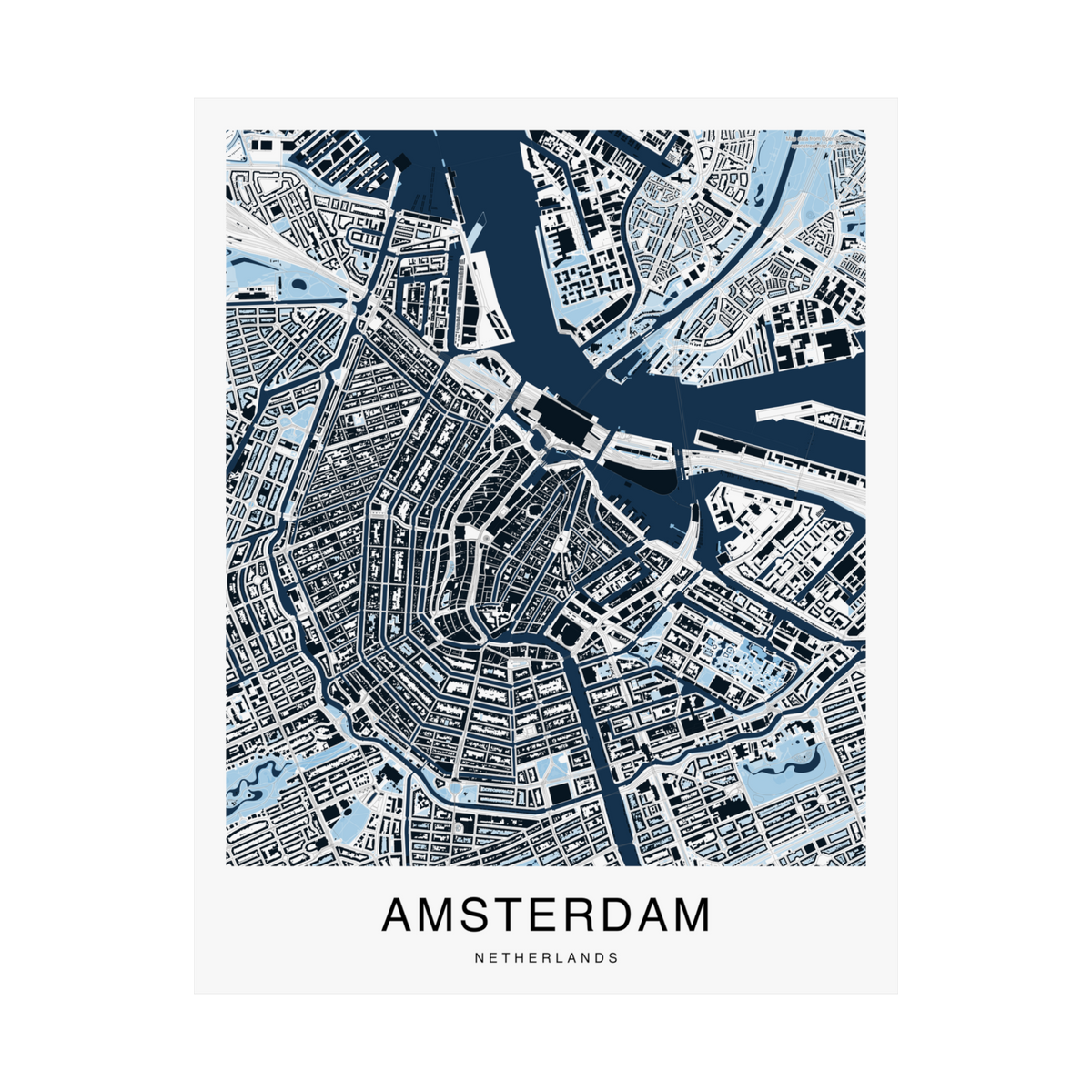 Amsterdam Map Print (Blue Series)