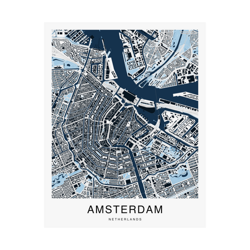 Amsterdam Map Print (Blue Series)