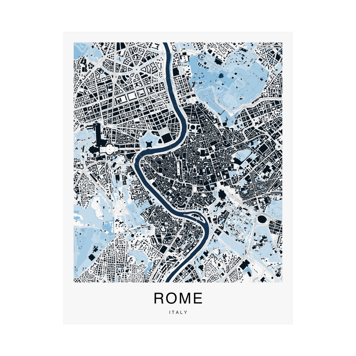 Rome Map Print (Blue Series)