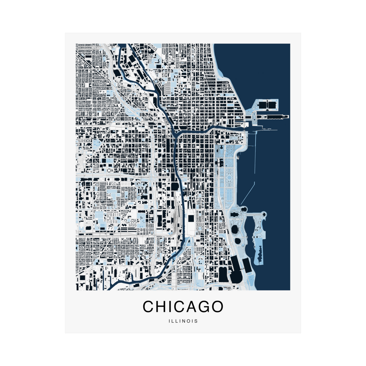 Chicago Map Print (Blue Series)