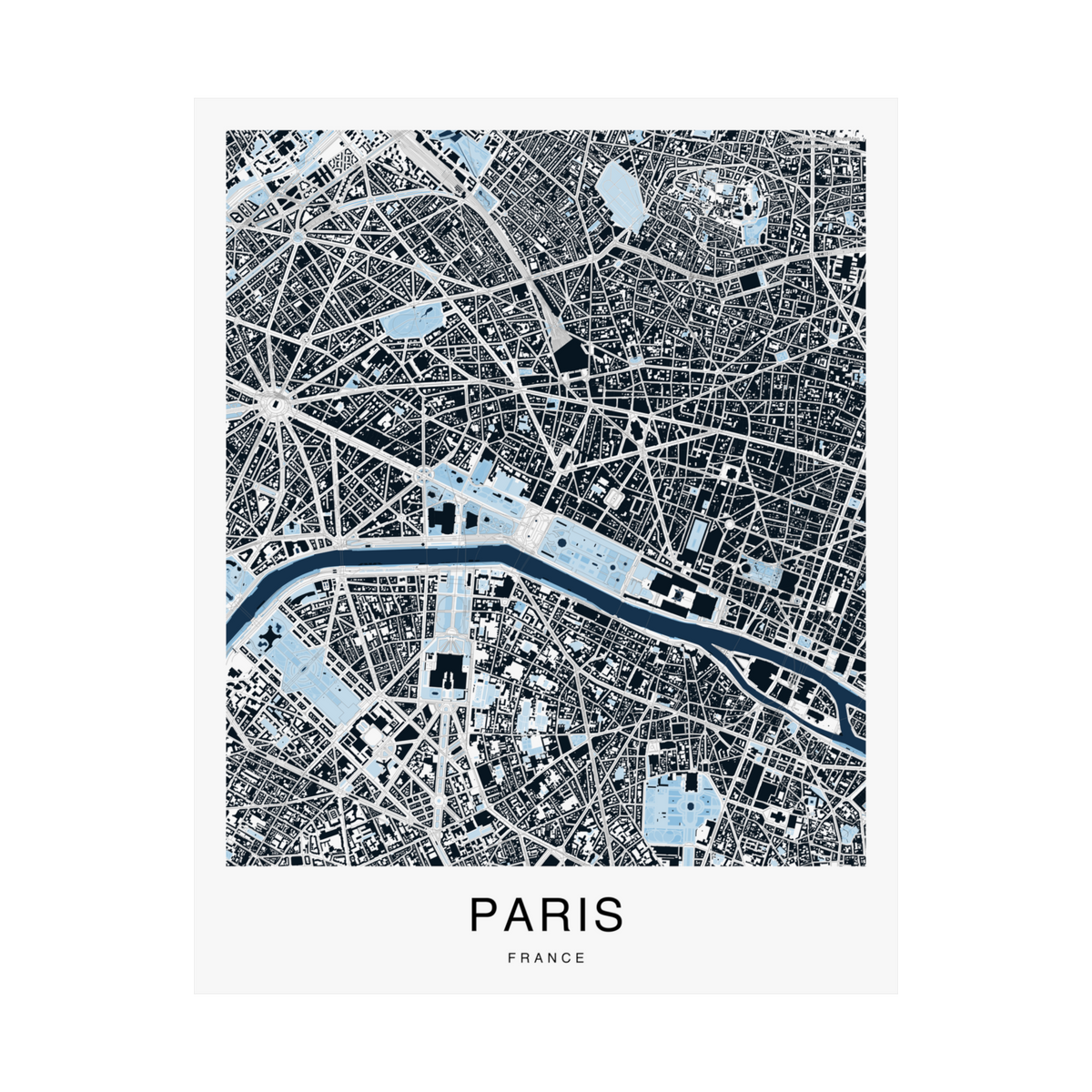 Paris Map Print (Blue Series)