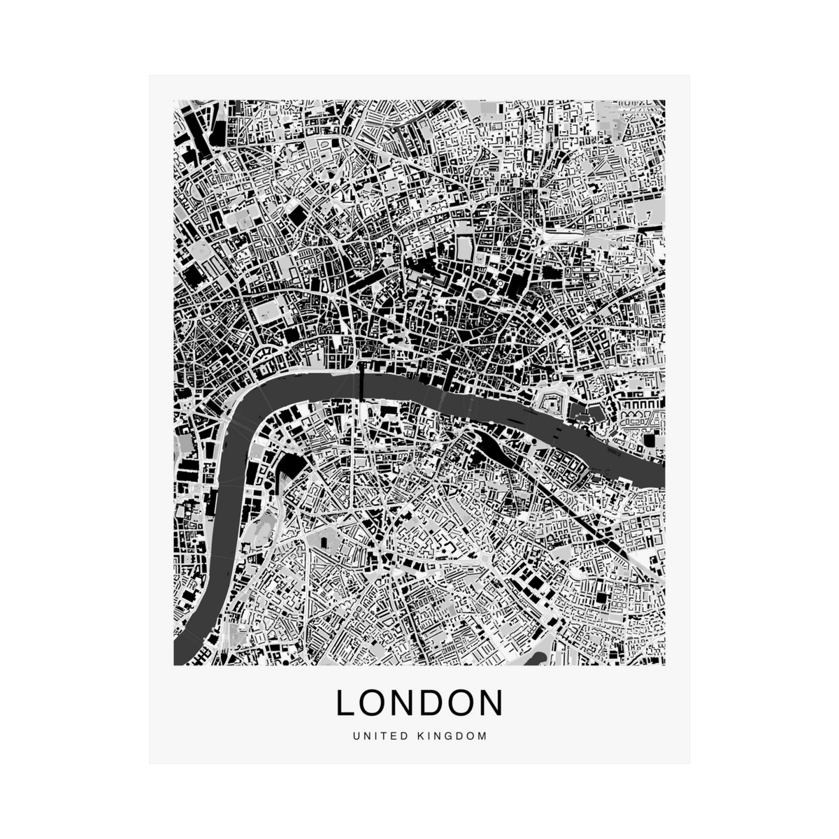 London Map Print (Charcoal Series)