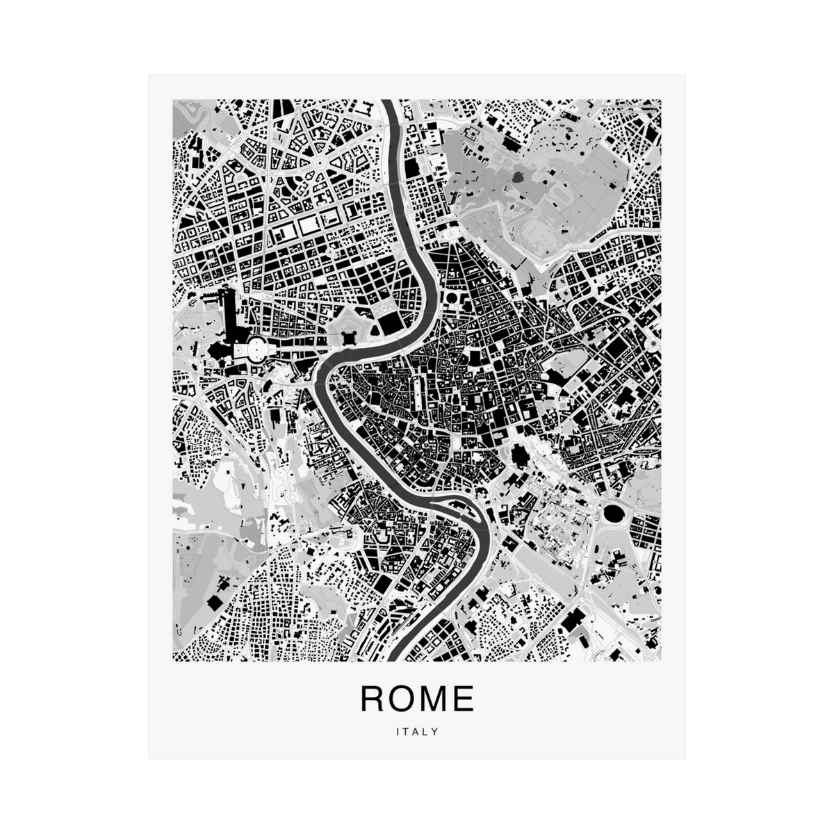 Rome Map Print (Charcoal Series)