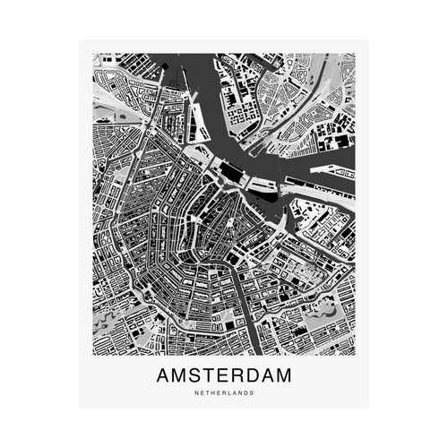 Amsterdam Map Print (Charcoal Series)