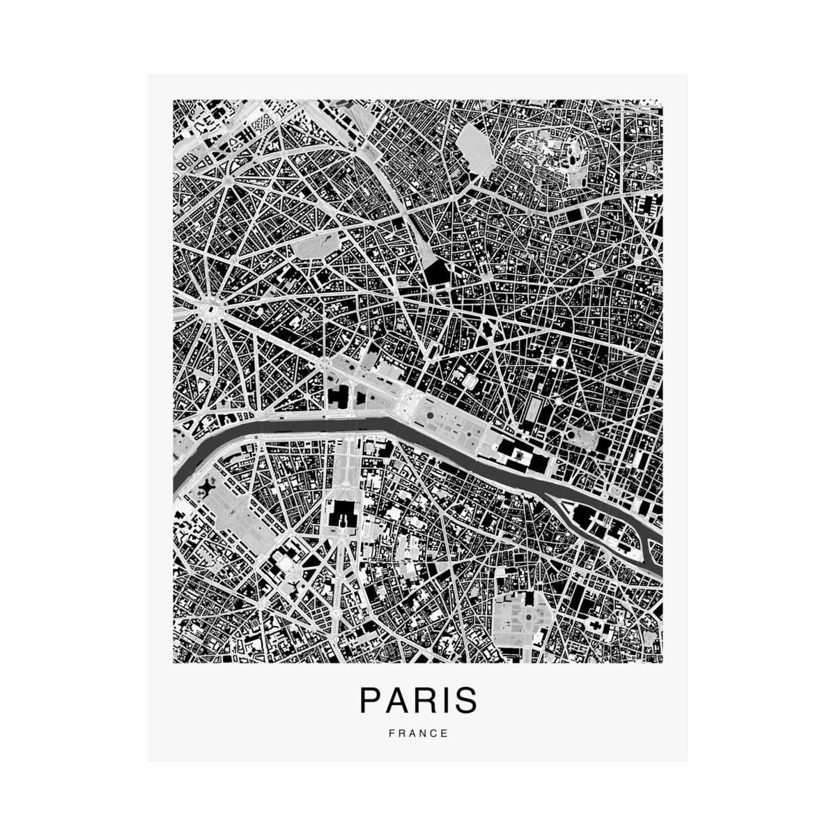 Paris Map Print (Charcoal Series)