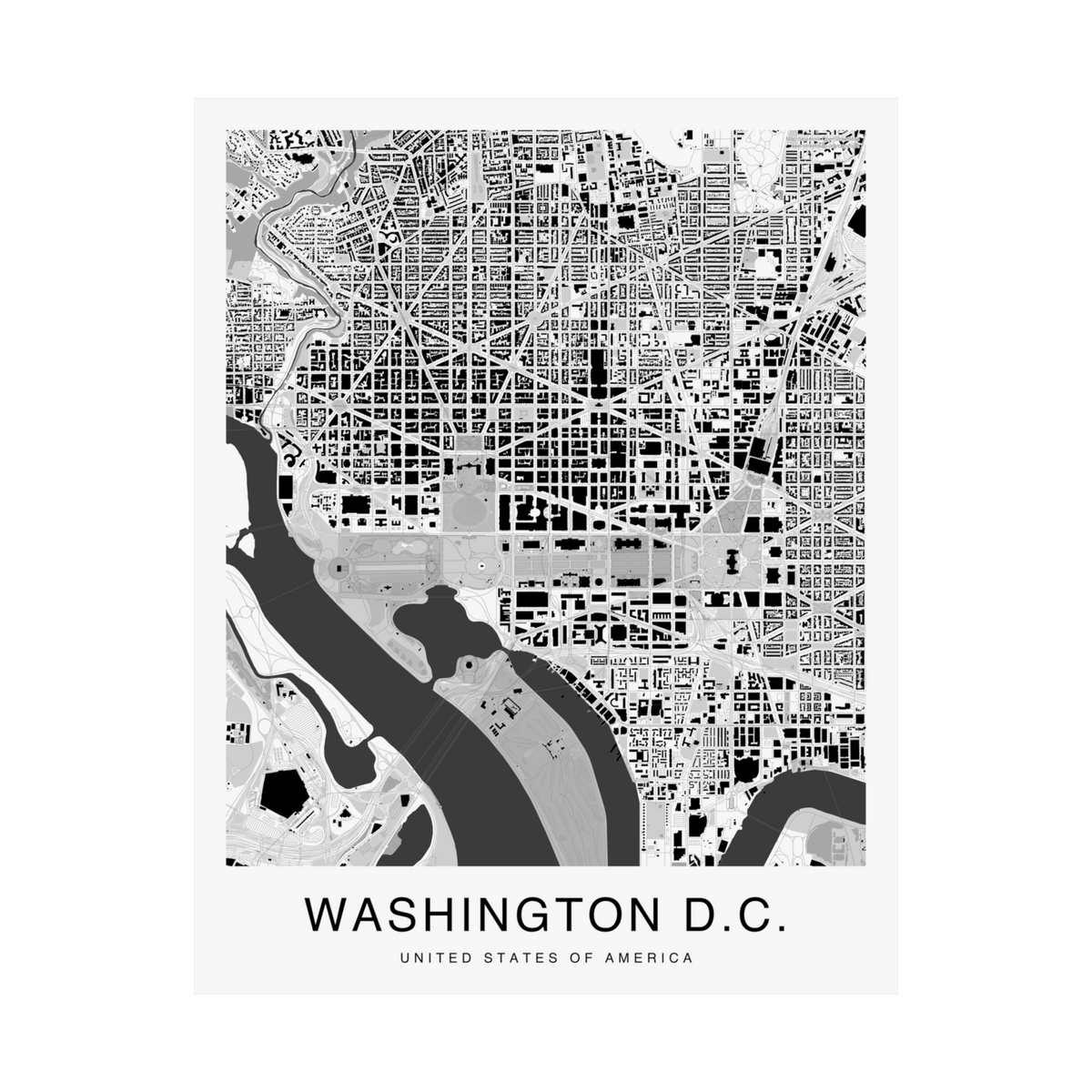Washington DC Map Print (Charcoal Series)