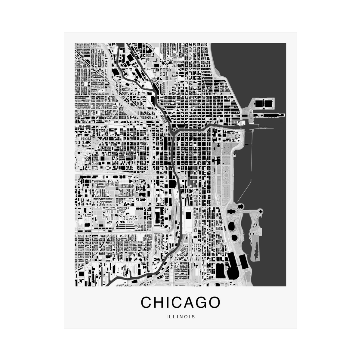Chicago Map Print (Charcoal Series)