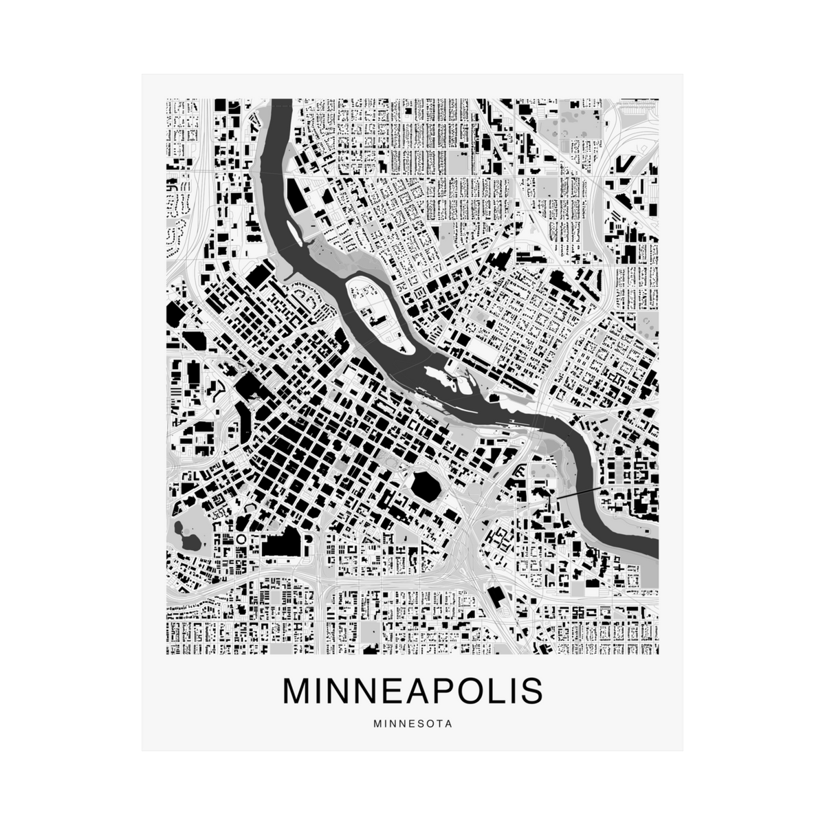 Minneapolis Map Print (Charcoal Series)