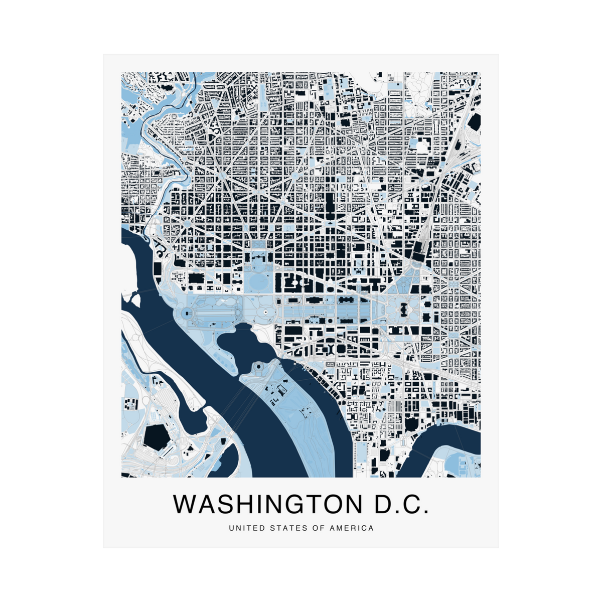 Washington DC Map Print (Blue Series)