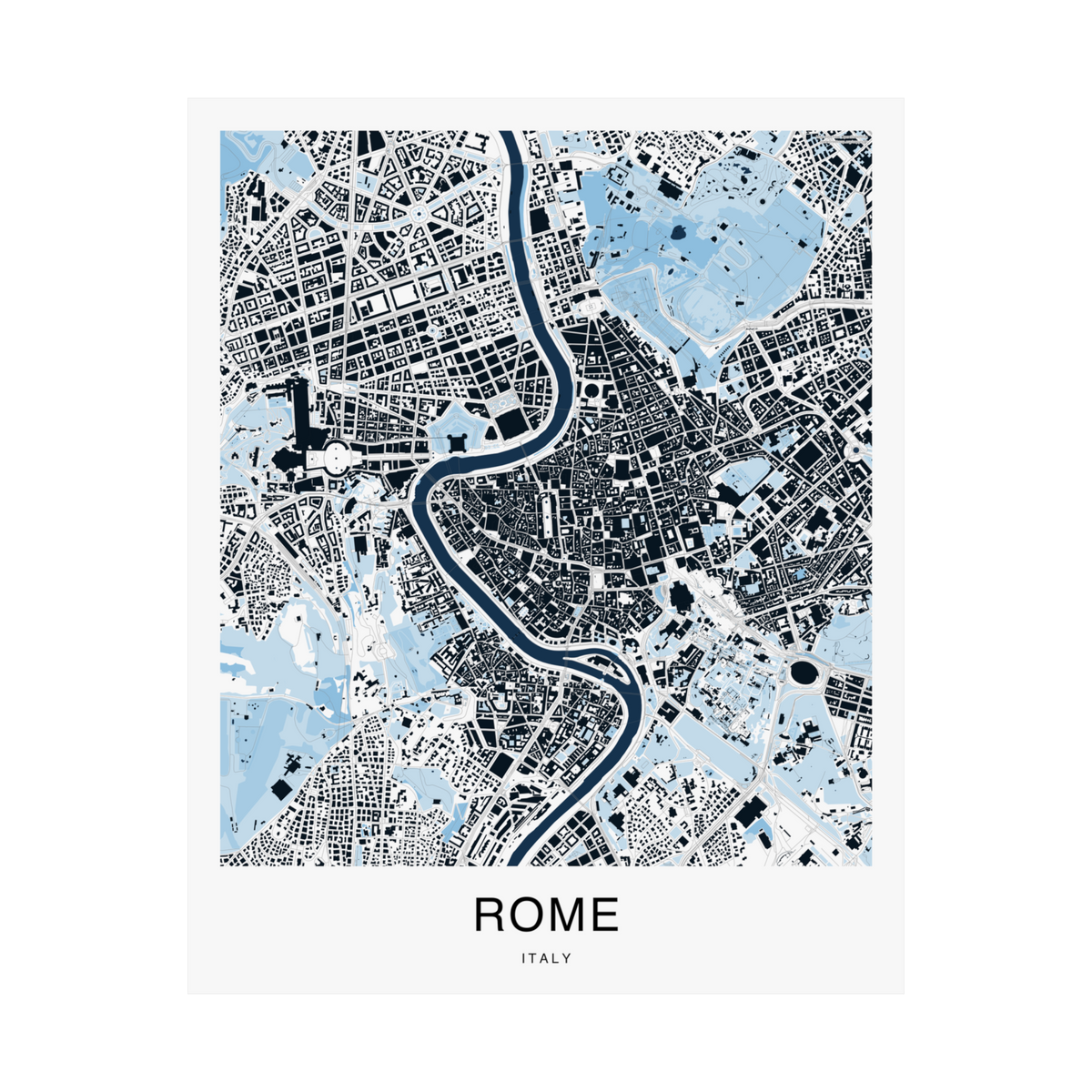 Rome Map Print (Blue Series)