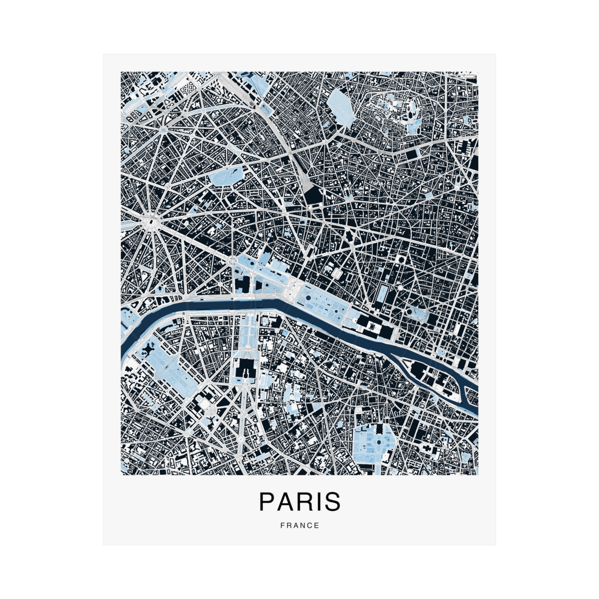 Paris Map Print (Blue Series)