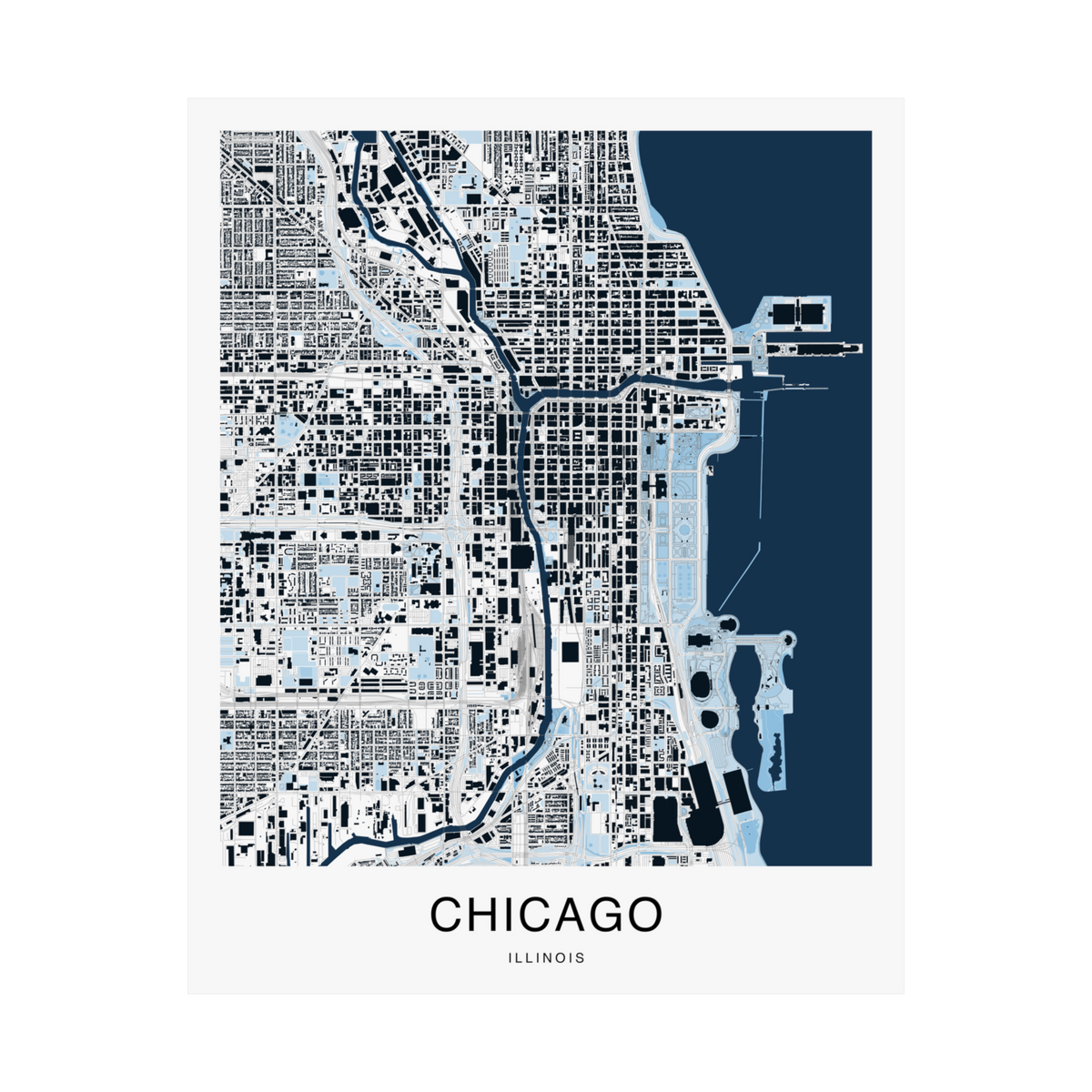 Chicago Map Print (Blue Series)