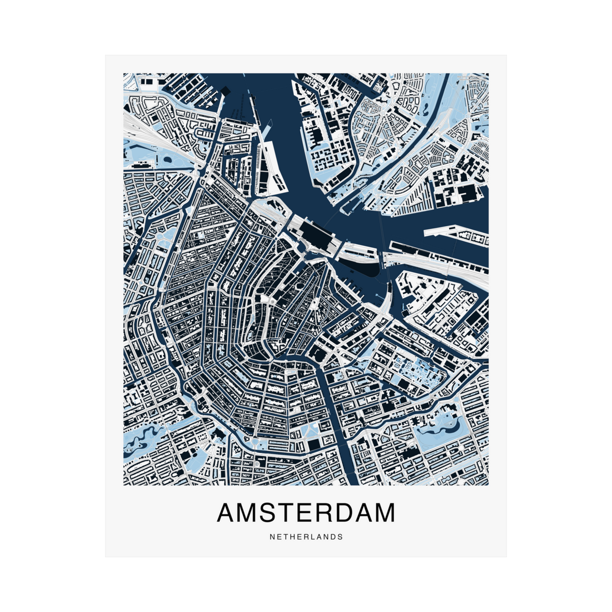 Amsterdam Map Print (Blue Series)