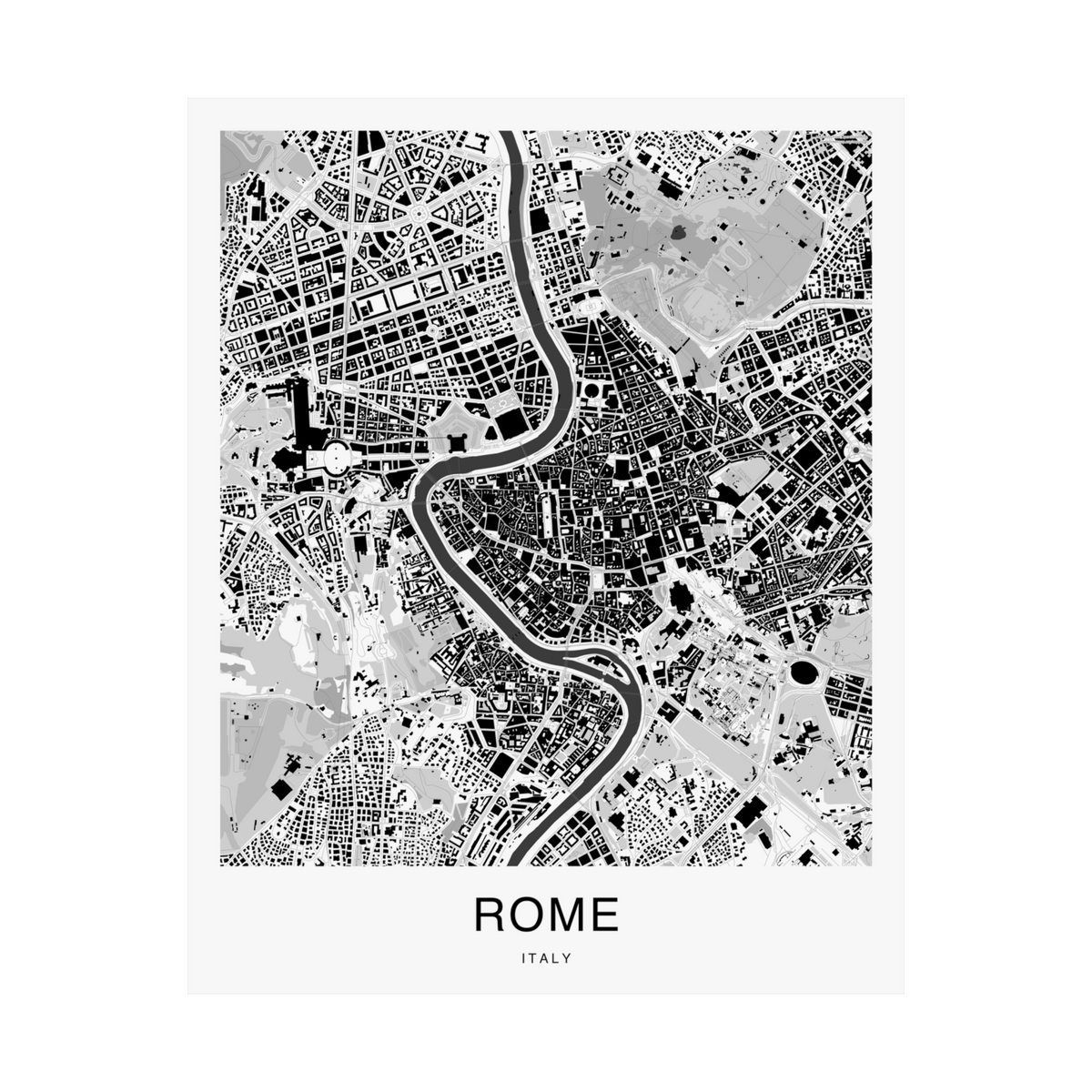 Rome Map Print (Charcoal Series)
