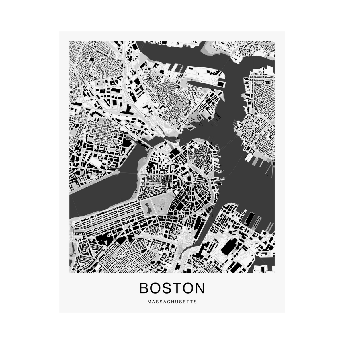 Boston Map Print (Charcoal Series)