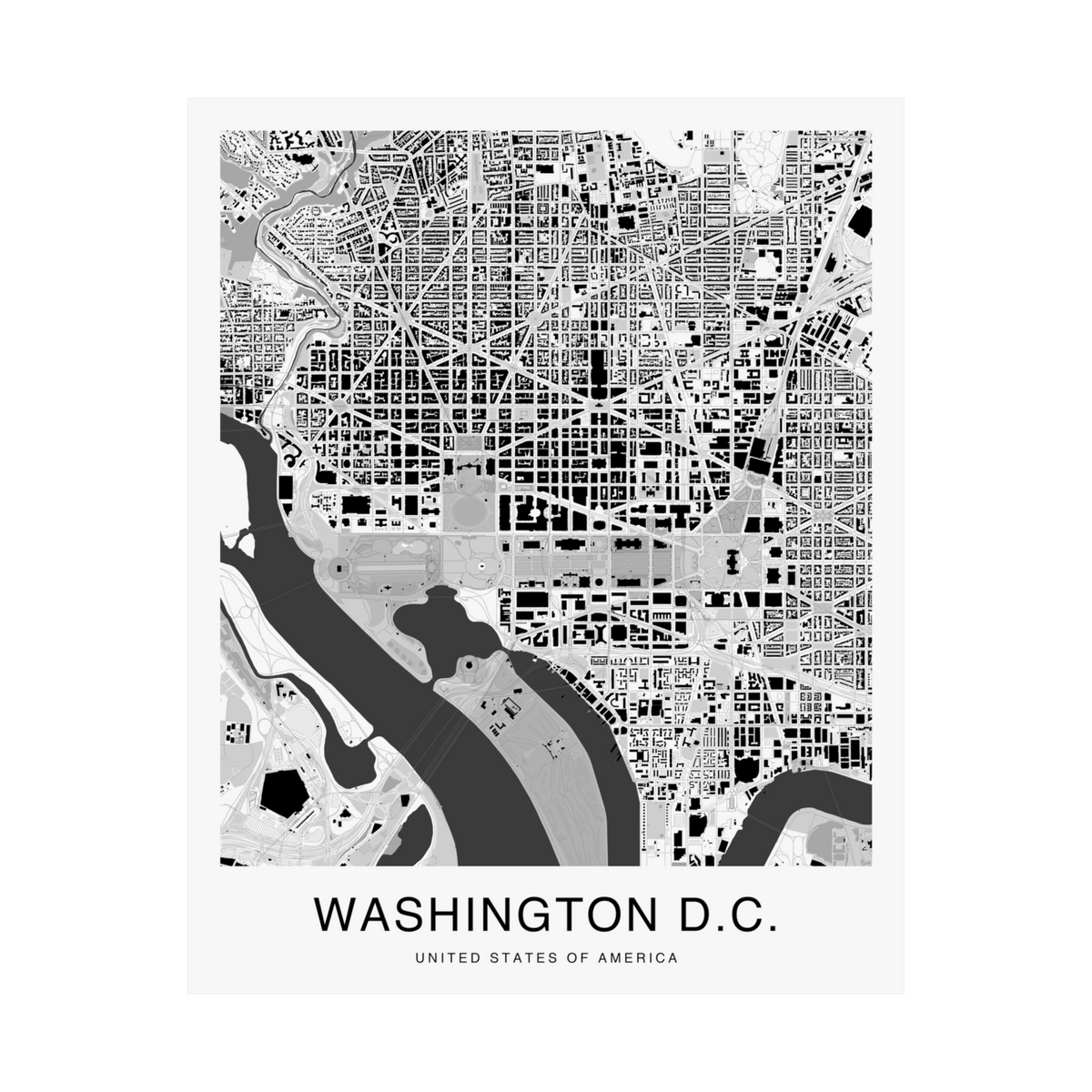 Washington DC Map Print (Charcoal Series)
