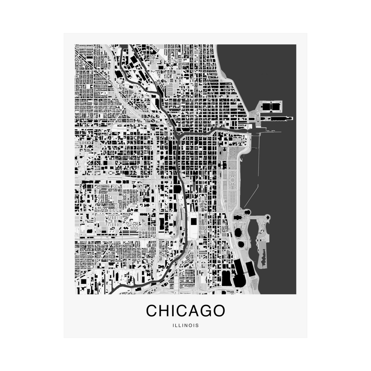 Chicago Map Print (Charcoal Series)