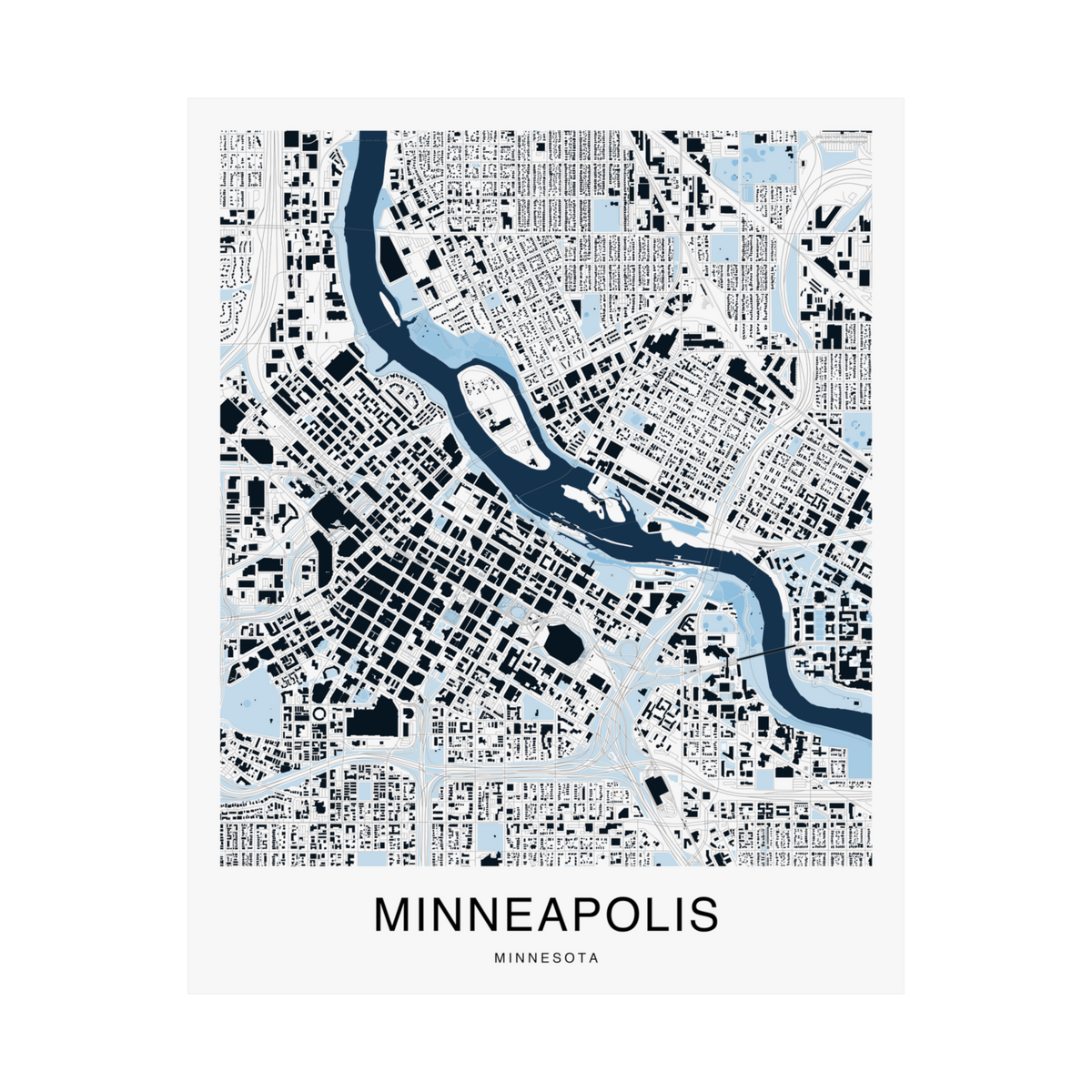 Minneapolis Map Print (Blue Series)