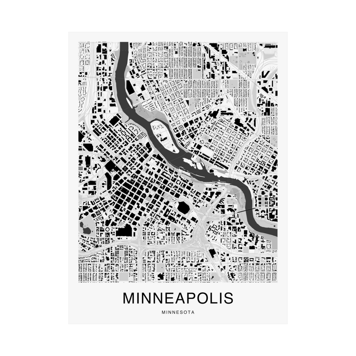 Minneapolis Map Print (Charcoal Series)