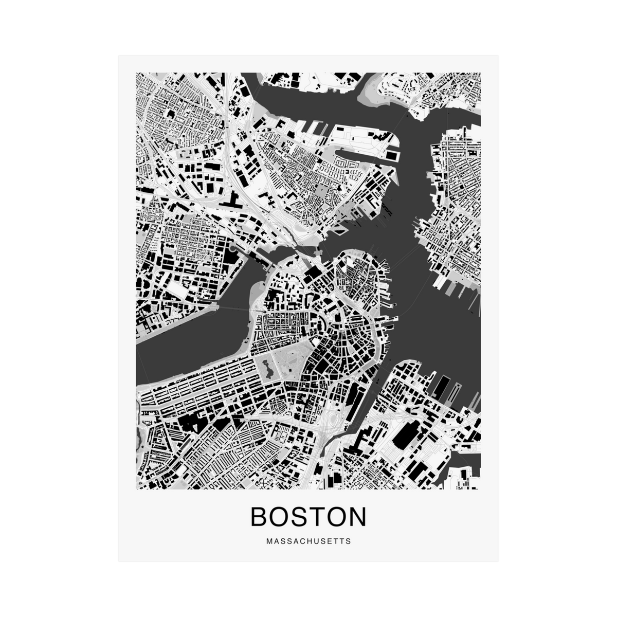 Boston Map Print (Charcoal Series)