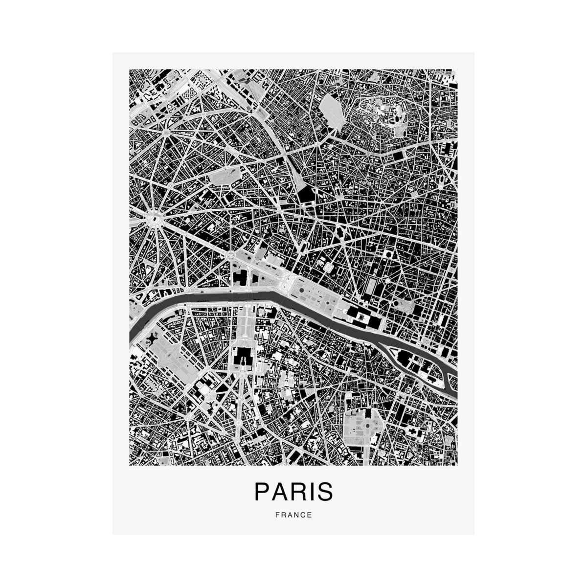 Paris Map Print (Charcoal Series)