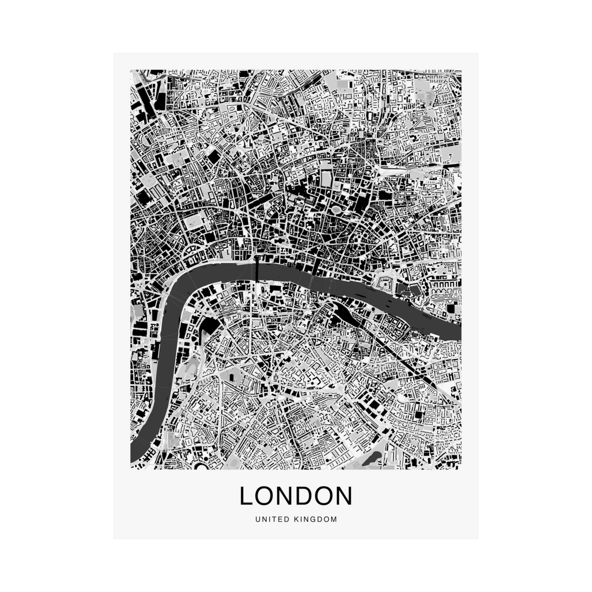 London Map Print (Charcoal Series)