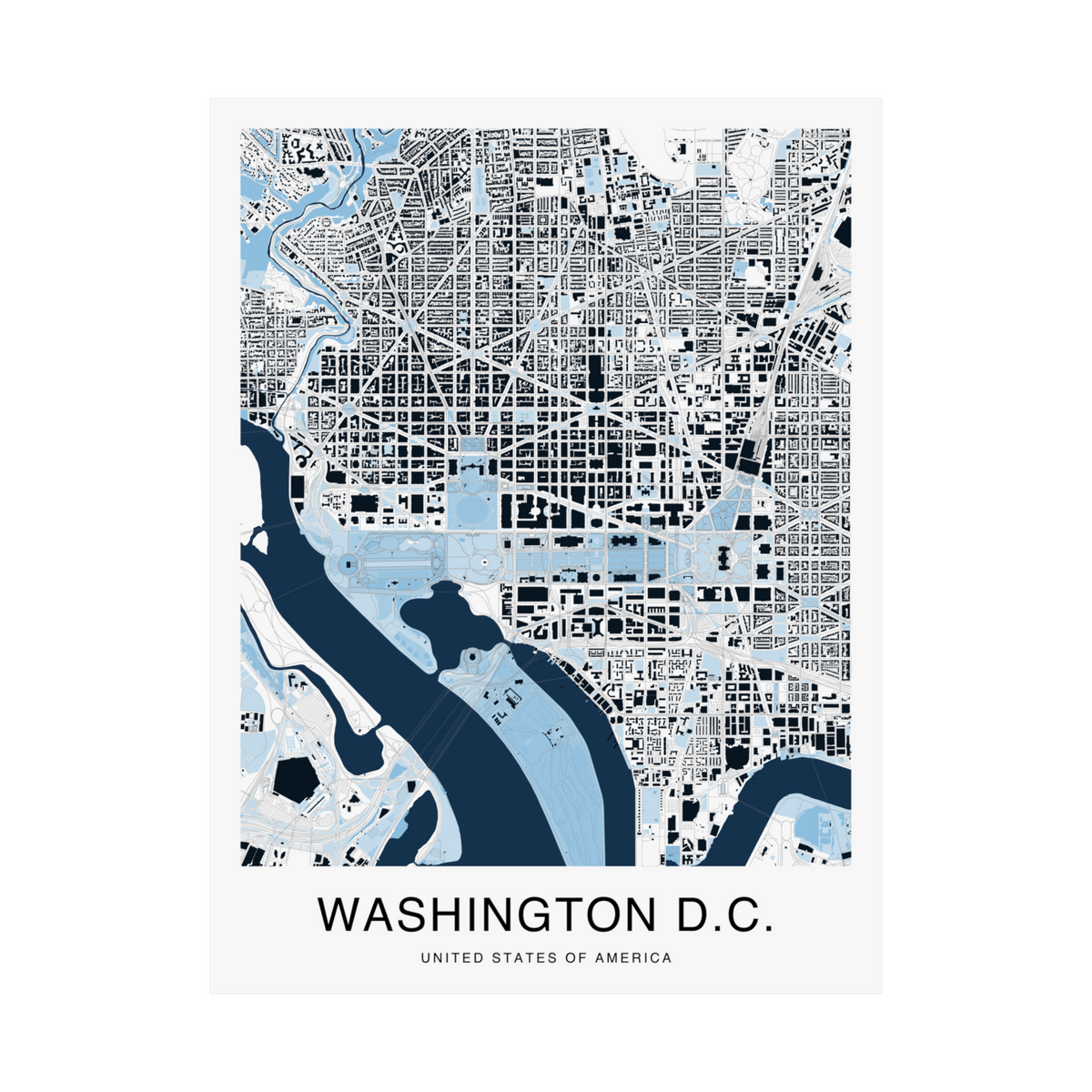 Washington DC Map Print (Blue Series)