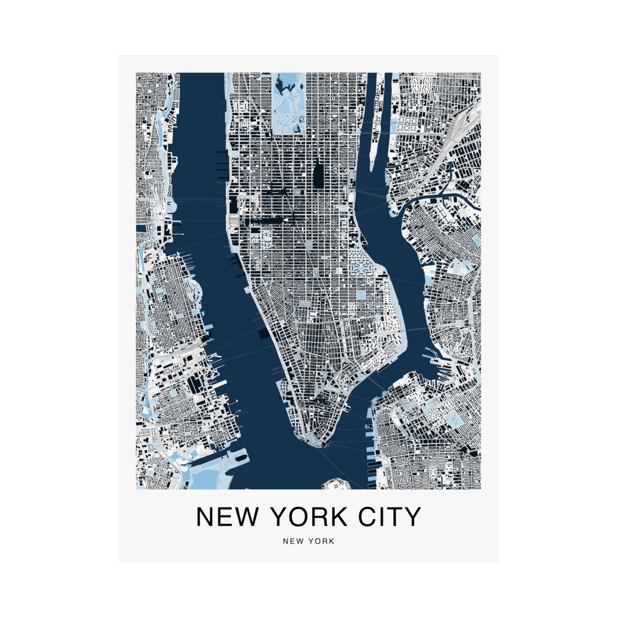 New York City Map Print (Blue Series)
