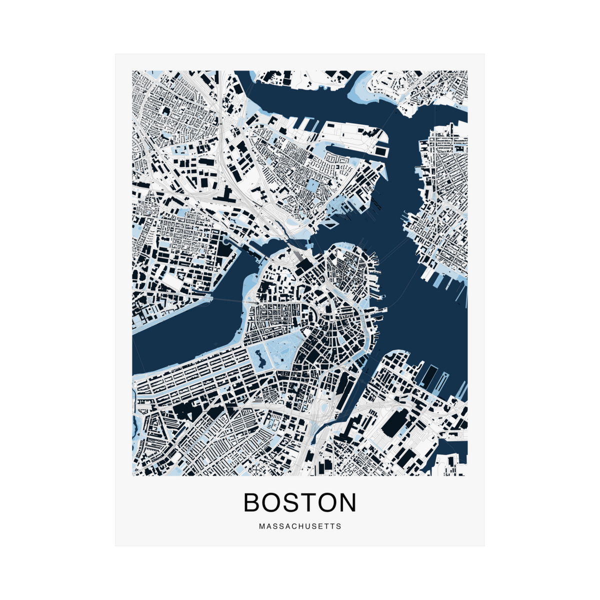Boston Map Print (Blue Series)