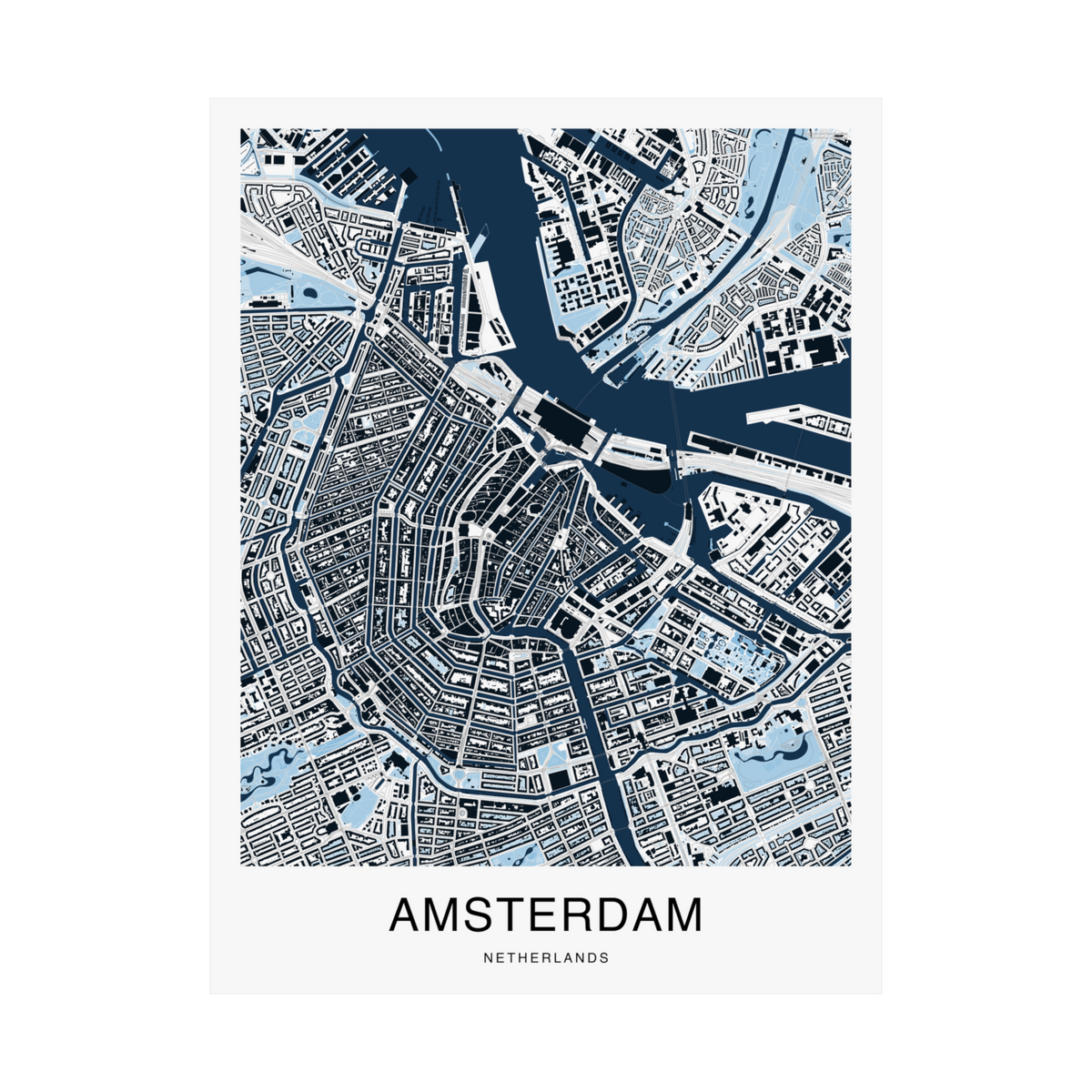 Amsterdam Map Print (Blue Series)
