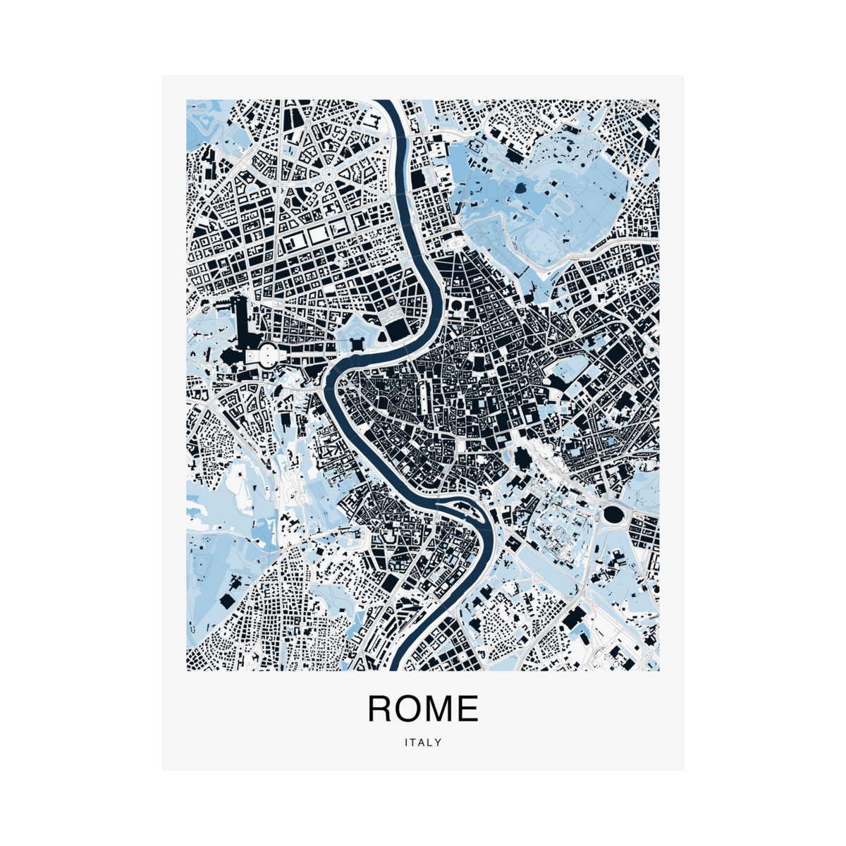 Rome Map Print (Blue Series)