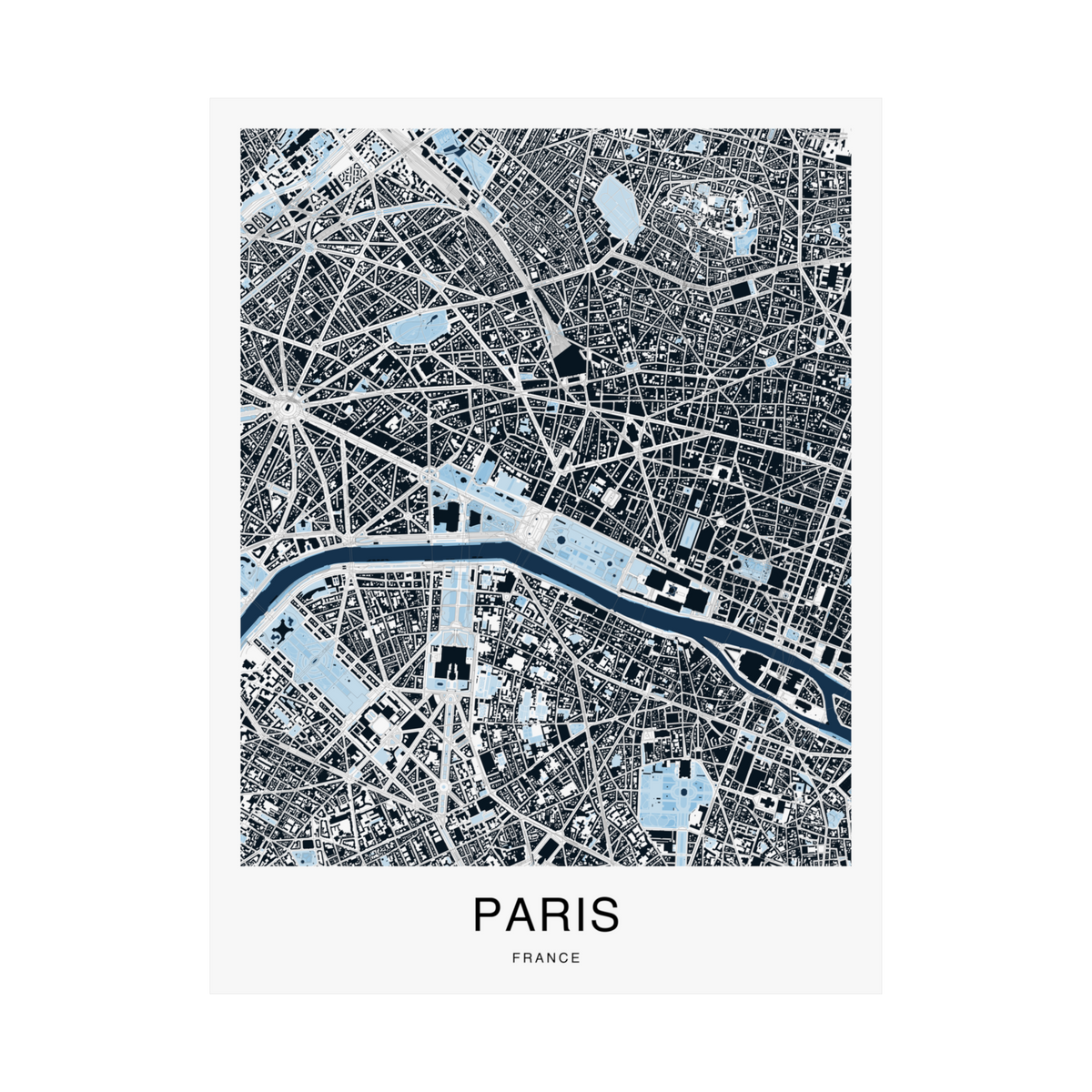 Paris Map Print (Blue Series)