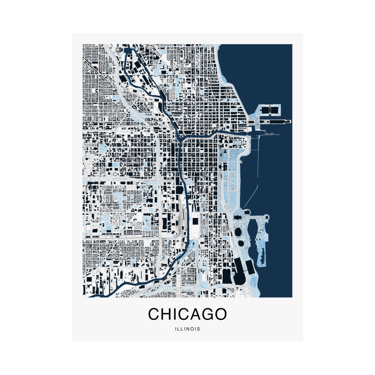 Chicago Map Print (Blue Series)