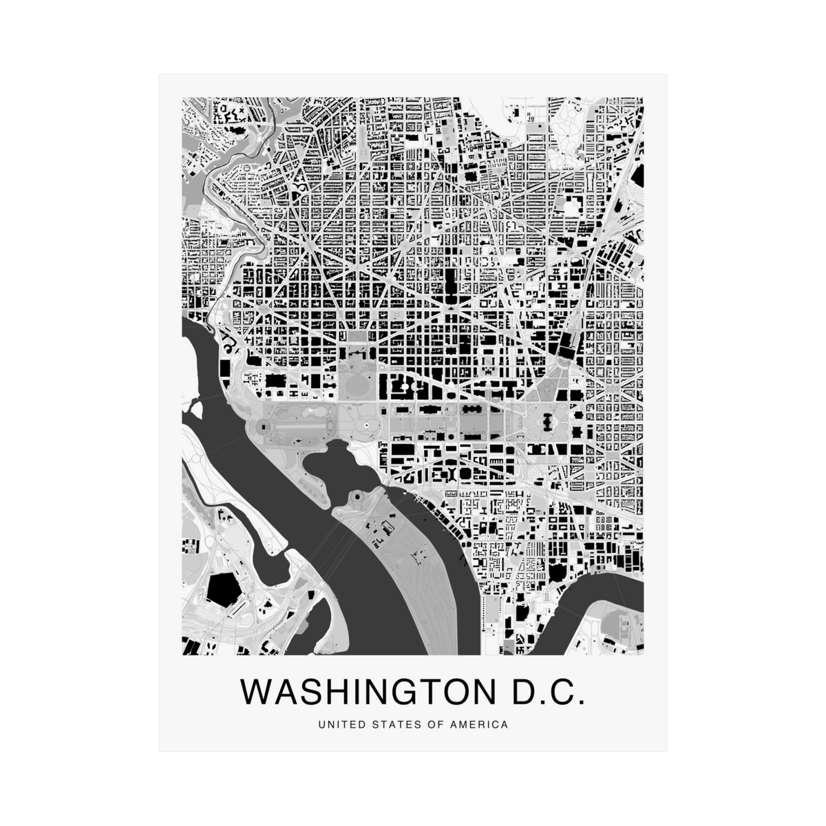Washington DC Map Print (Charcoal Series)