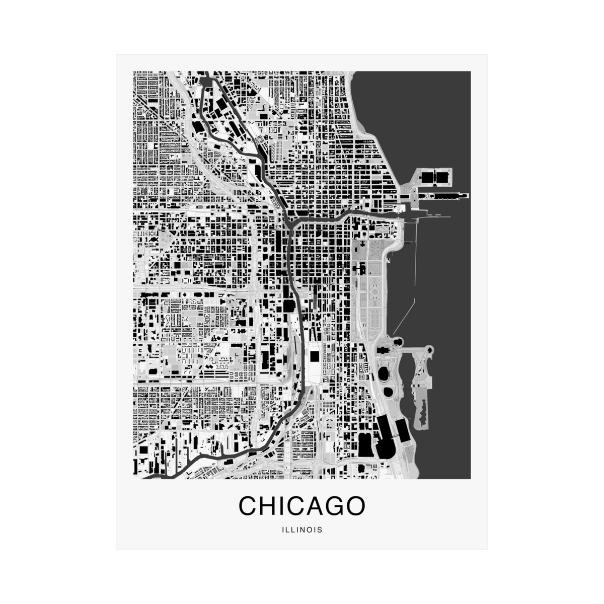 Chicago Map Print (Charcoal Series)