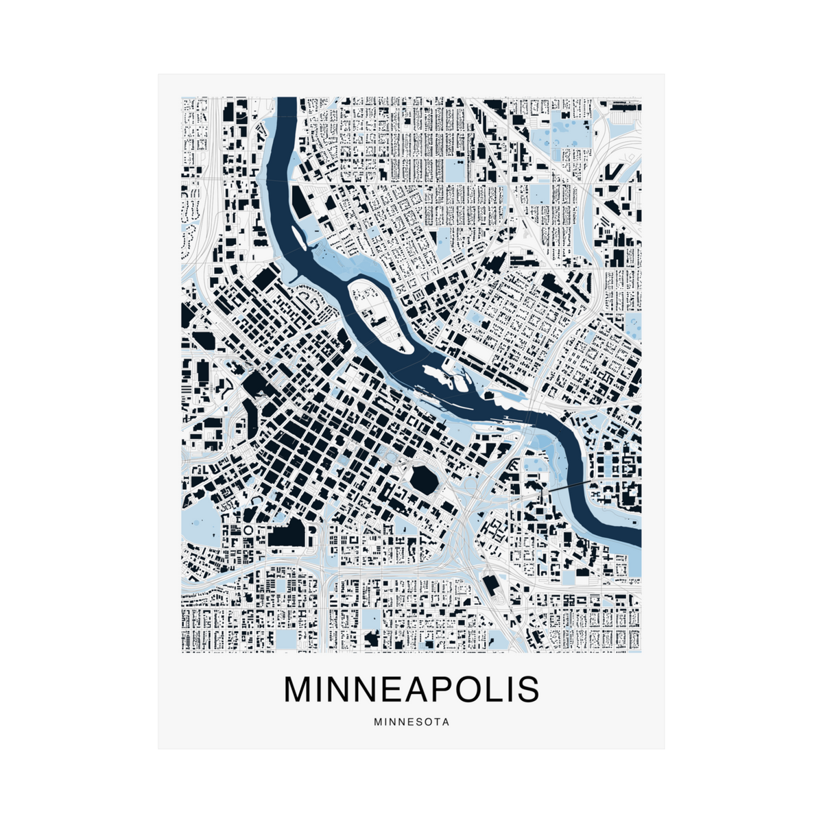 Minneapolis Map Print (Blue Series)