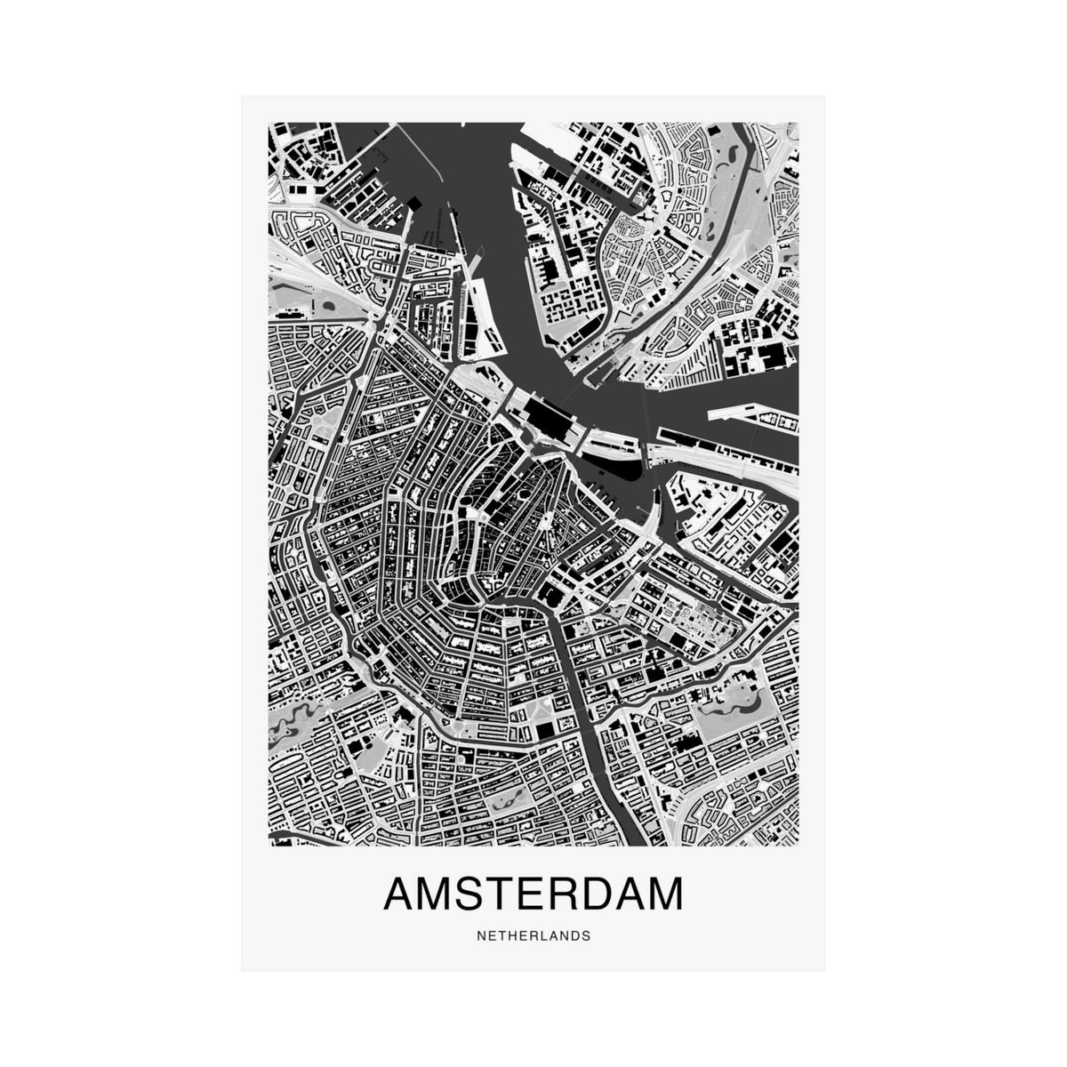 Amsterdam Map Print (Charcoal Series)