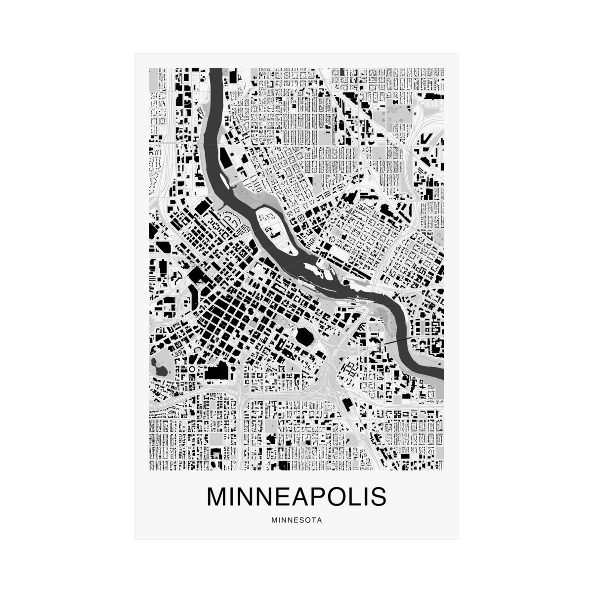 Minneapolis Map Print (Charcoal Series)