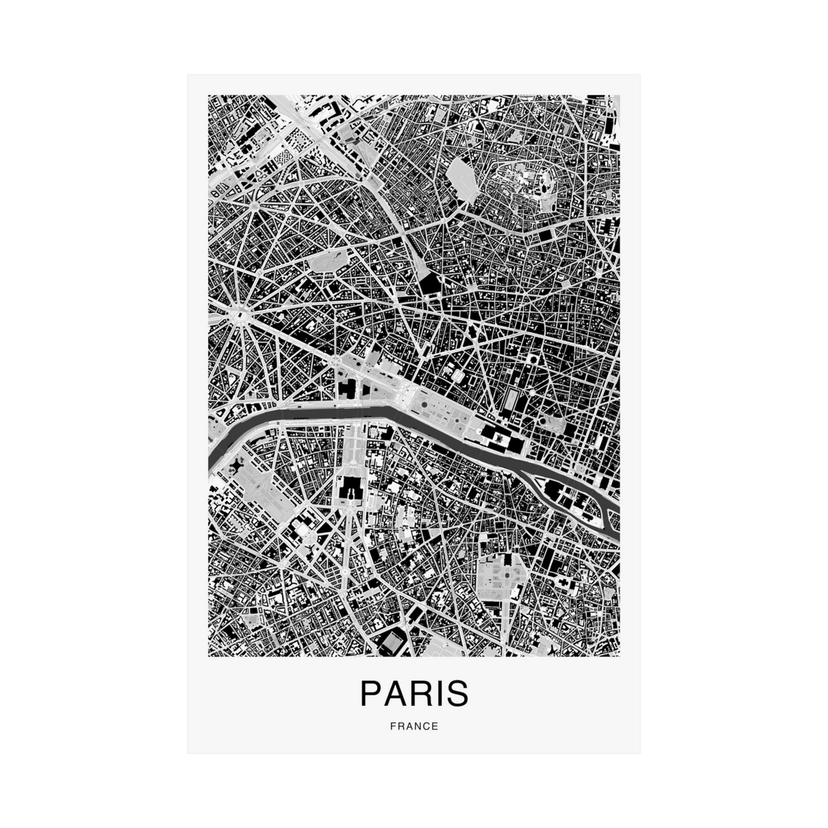 Paris Map Print (Charcoal Series)