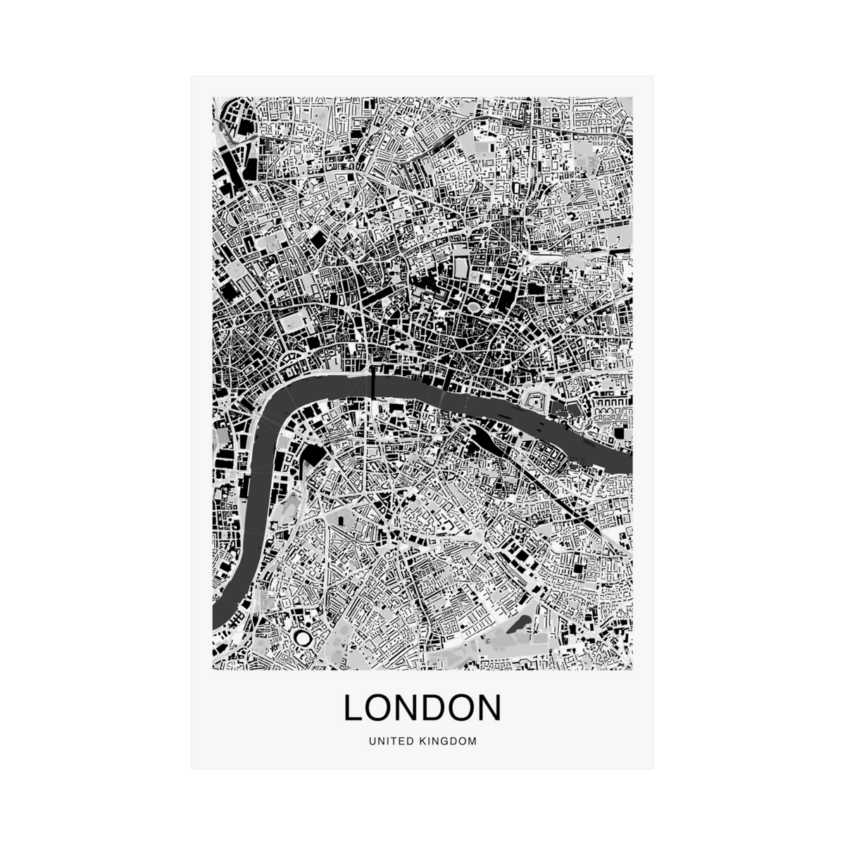 London Map Print (Charcoal Series)