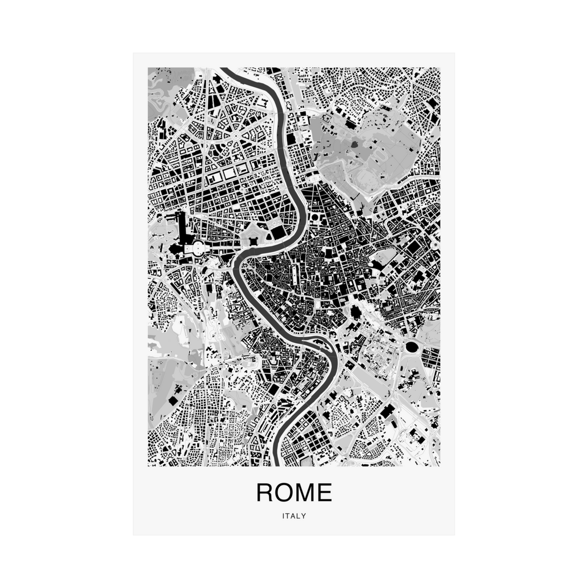 Rome Map Print (Charcoal Series)