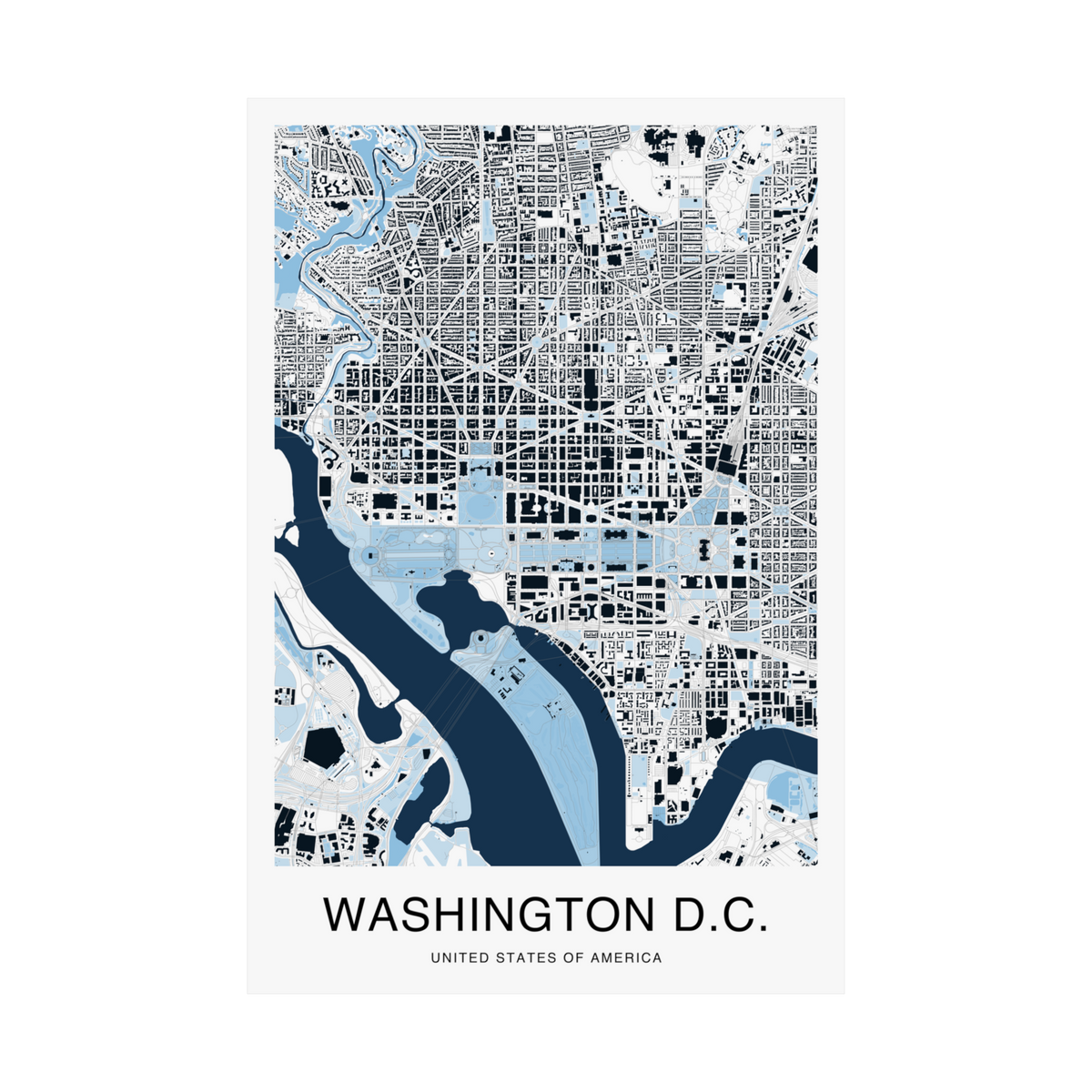Washington DC Map Print (Blue Series)