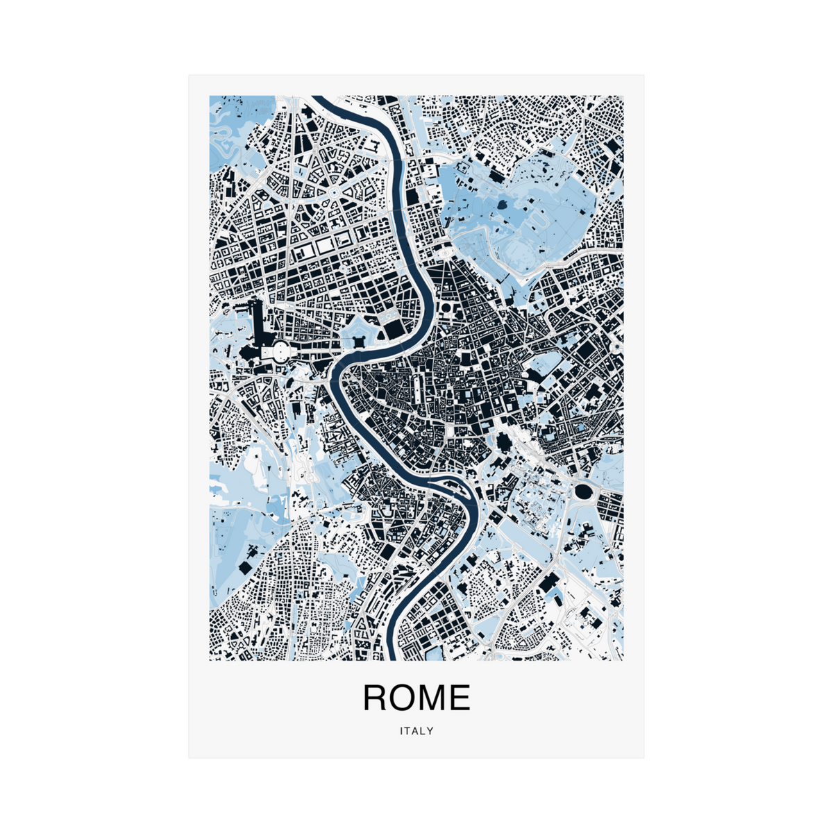 Rome Map Print (Blue Series)