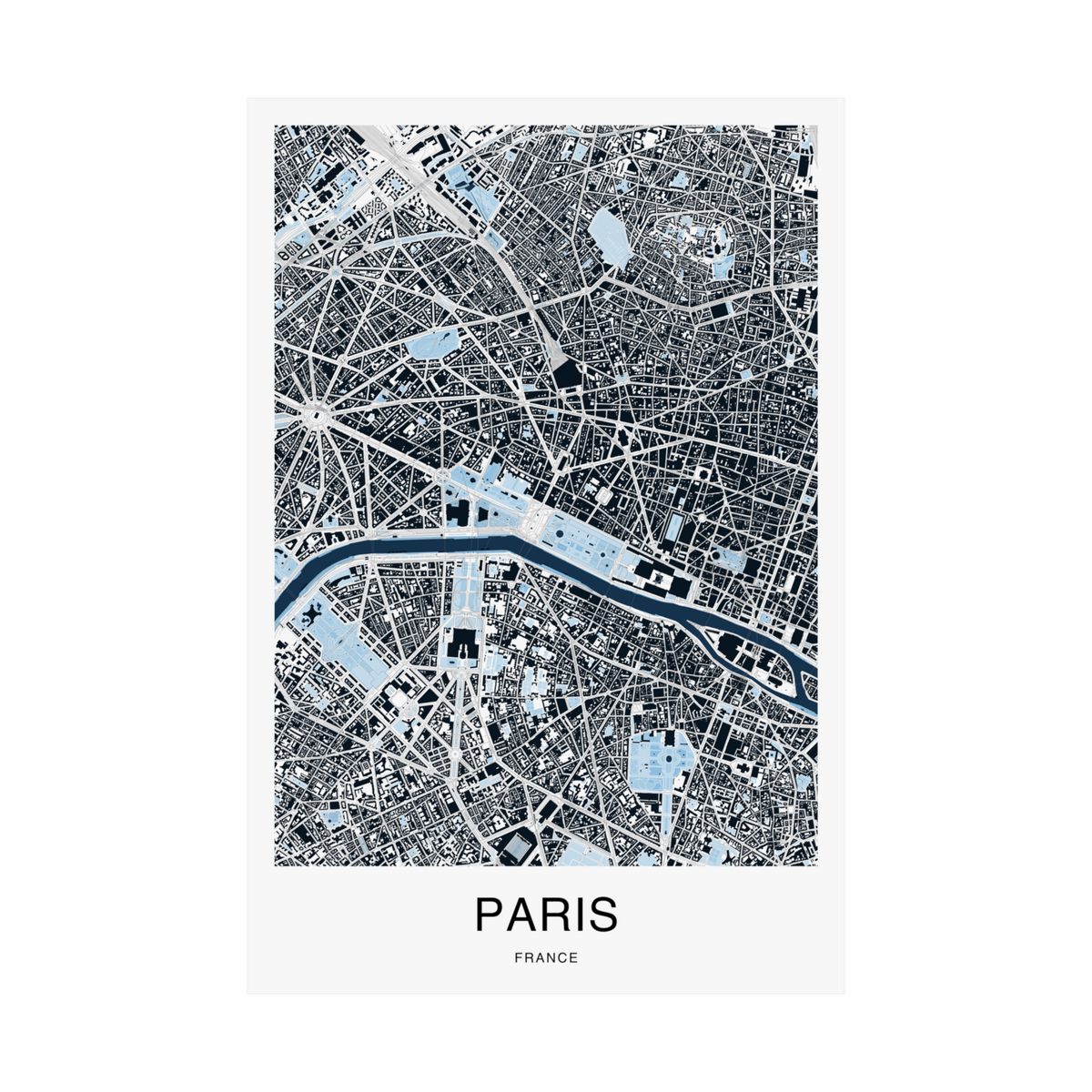 Paris Map Print (Blue Series)