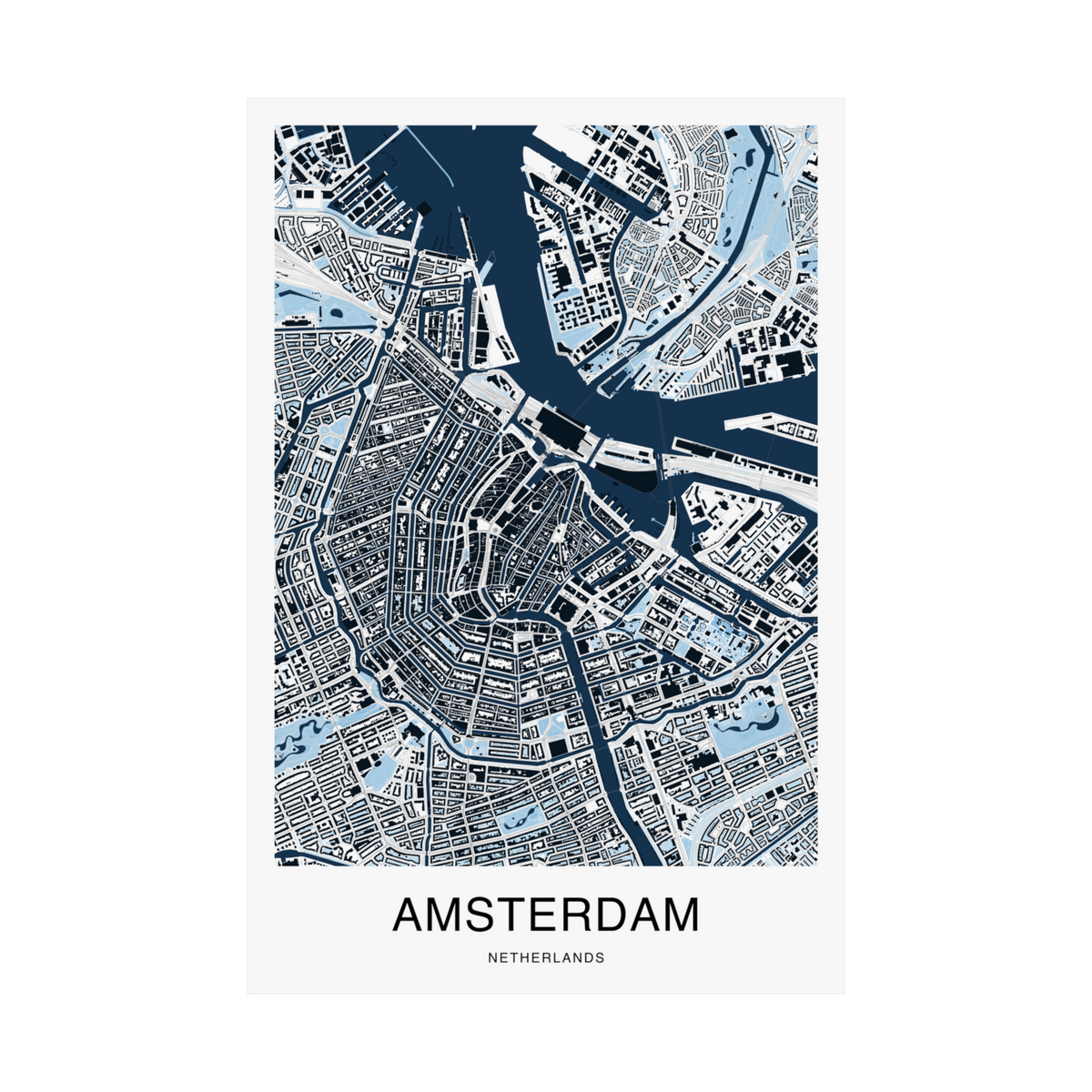 Amsterdam Map Print (Blue Series)