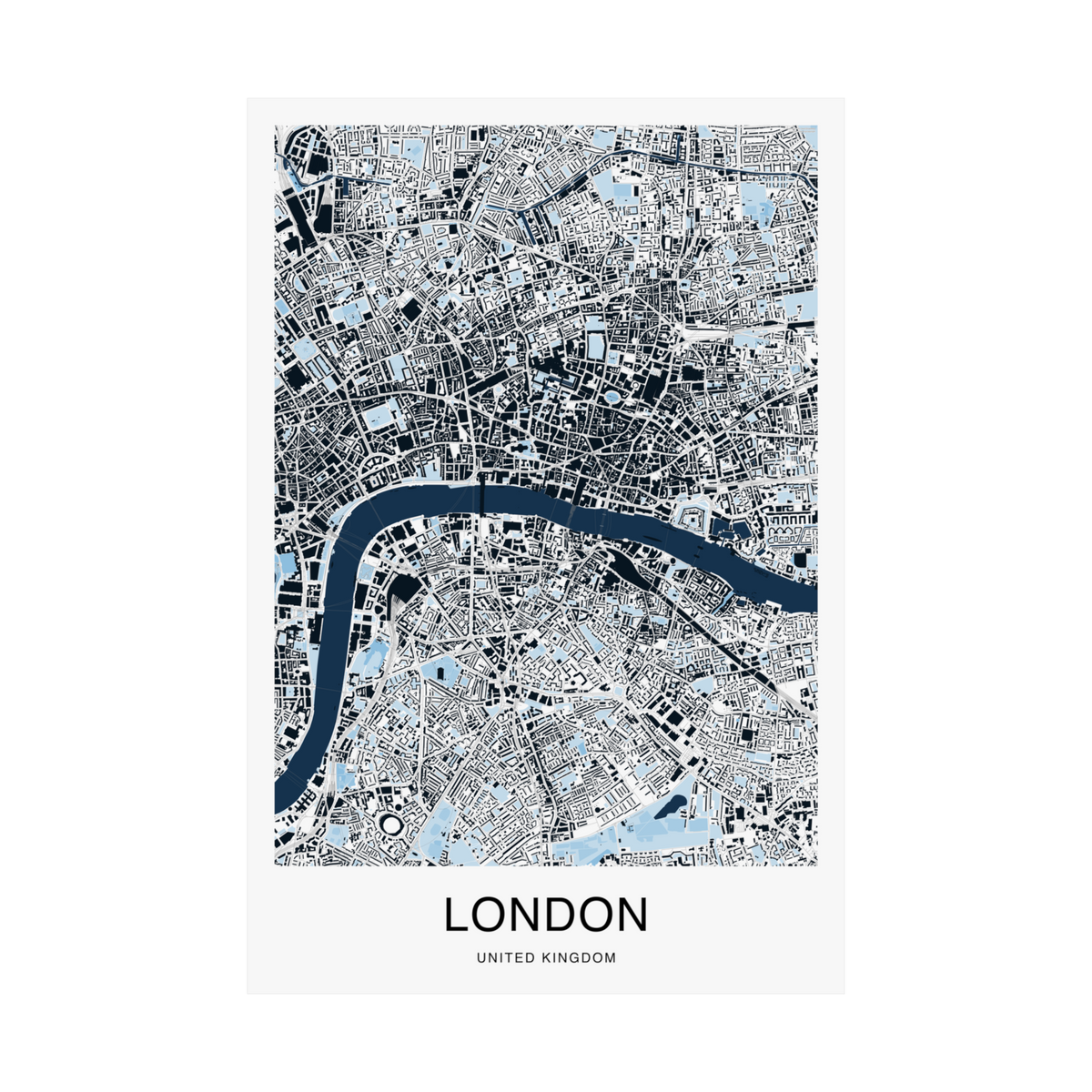 London Map Print (Blue Series)