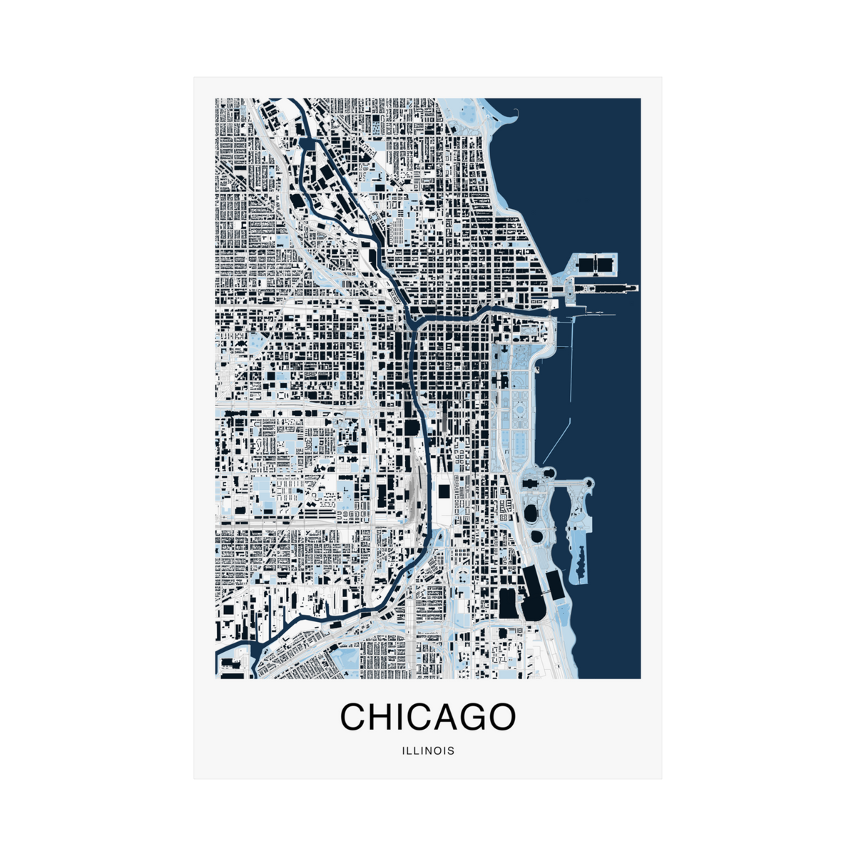 Chicago Map Print (Blue Series)